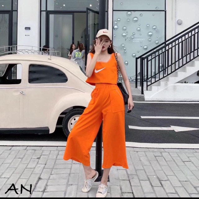 Set áo balo + quần xuông cam