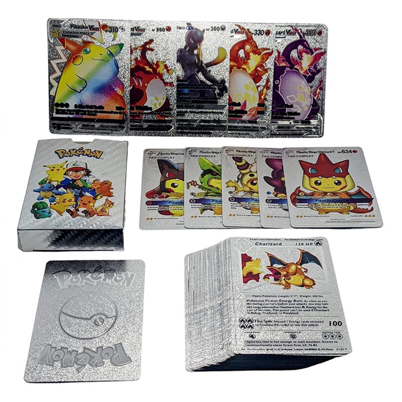Bộ 54 Tấm Thẻ Bài Pokemon 18 Lá Màu Vàng Đen/Bạc/Vàng Kim Phiên Bản Tiếng Anh Cho Trẻ Em