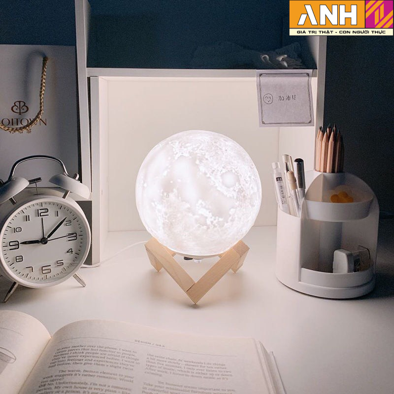 Đèn ngủ để bàn hình mặt trăng 3D 8cm nhiều màu sắc đẹp mắt