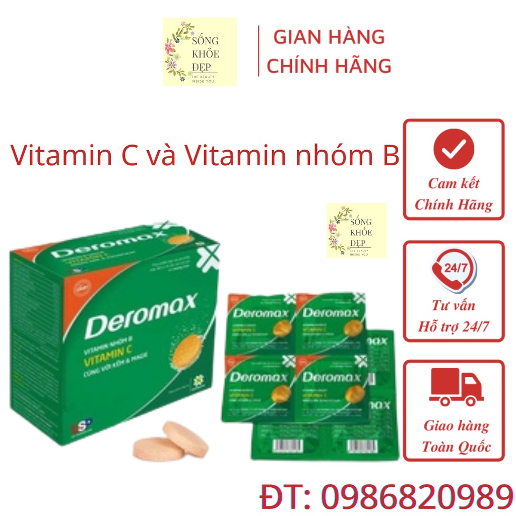 DEROMAX SỦI - VITAMIN C, VITAMIN NHÓM B CÙNG VỚI KẼM VÀ MAGIE hộp 40 viên