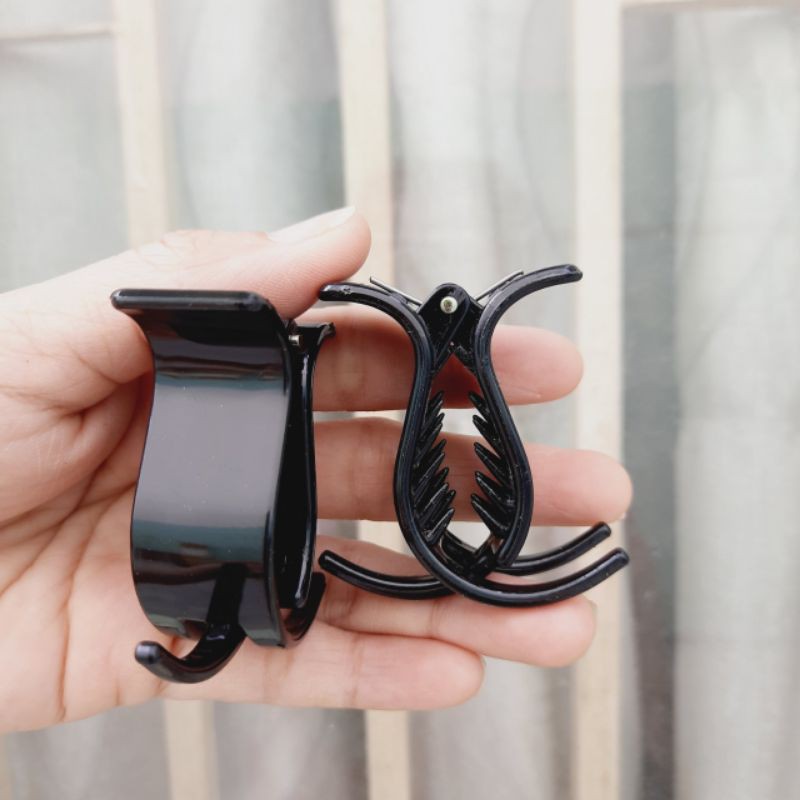 Lố 12 kẹp tóc 3 răng loại bóng màu đen