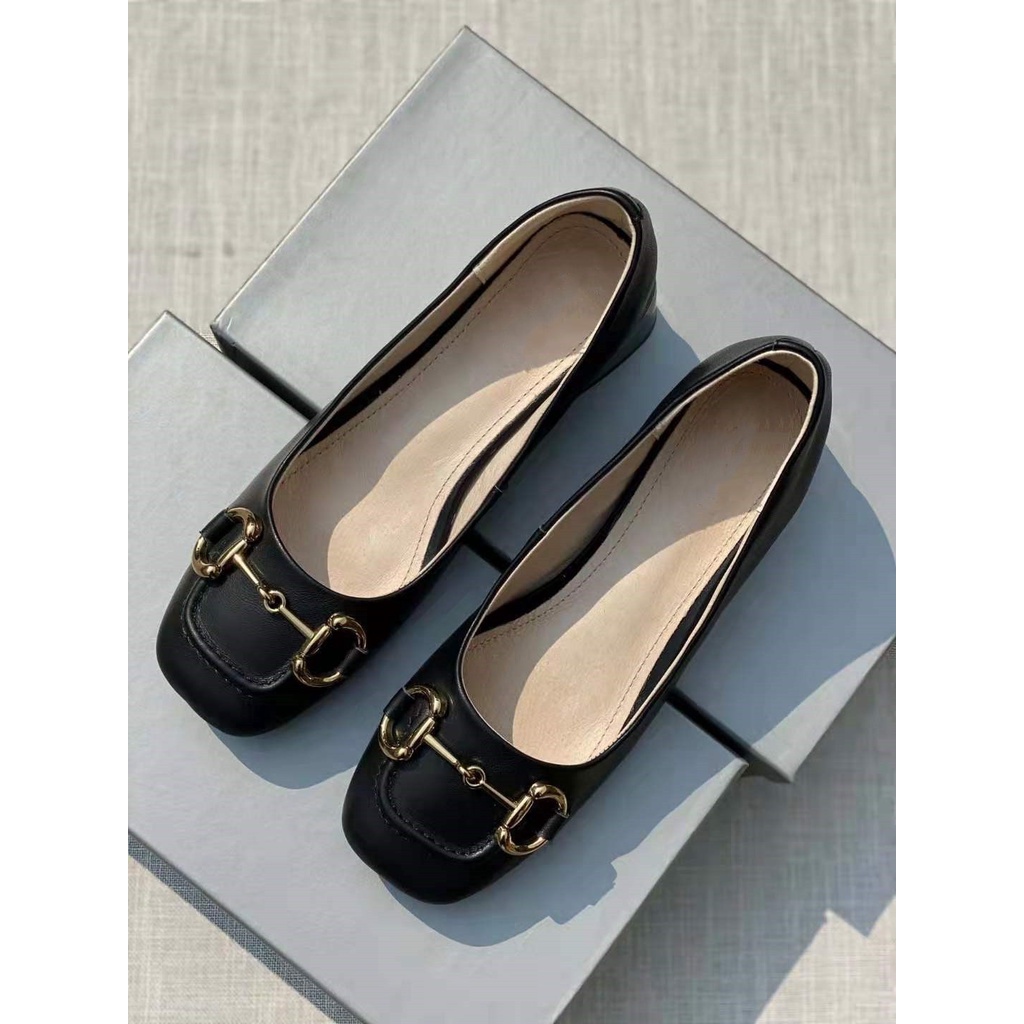 Giày Cao Gót 3cm Khoá Vuông Mũi Vuông Da Mềm - tiemgiaydazzling DA696