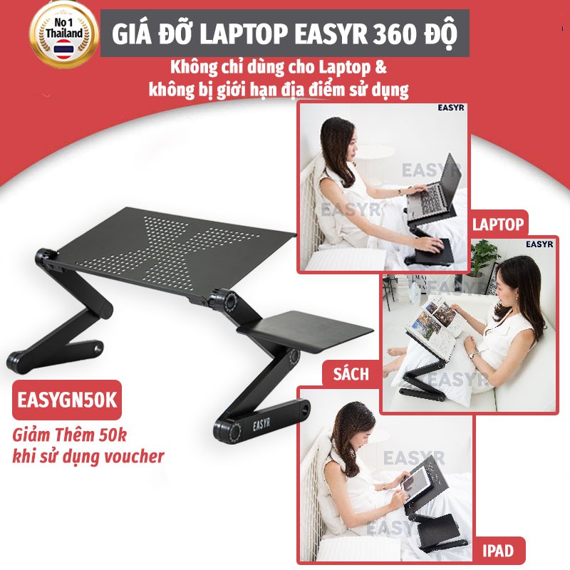 Giá Đỡ Laptop EASYR 360 Độ [FREESHIP] Thiên Biến Vạn Hóa, Sử Dụng Laptop Mọi Nơi Từ Trên Giường, Sofa, Đến Dưới Sàn