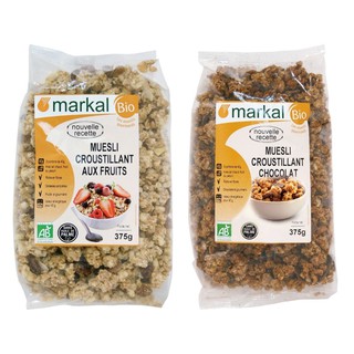 Ngũ cốc muesli giòn các loại trái cây sấy khô và sô cô la hữu cơ 375g - Markal