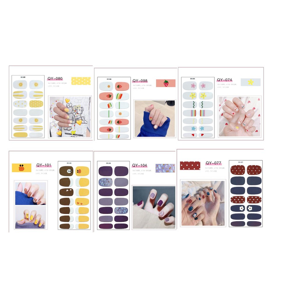 Bộ dán móng tay nail sticker gồm 14 móng, không thấm nướC