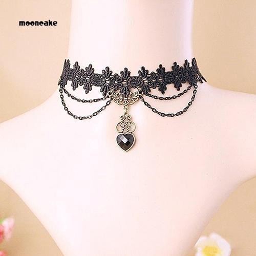 Vòng cổ choker bằng ren phong cách Gothic thanh lịch dành cho nữ