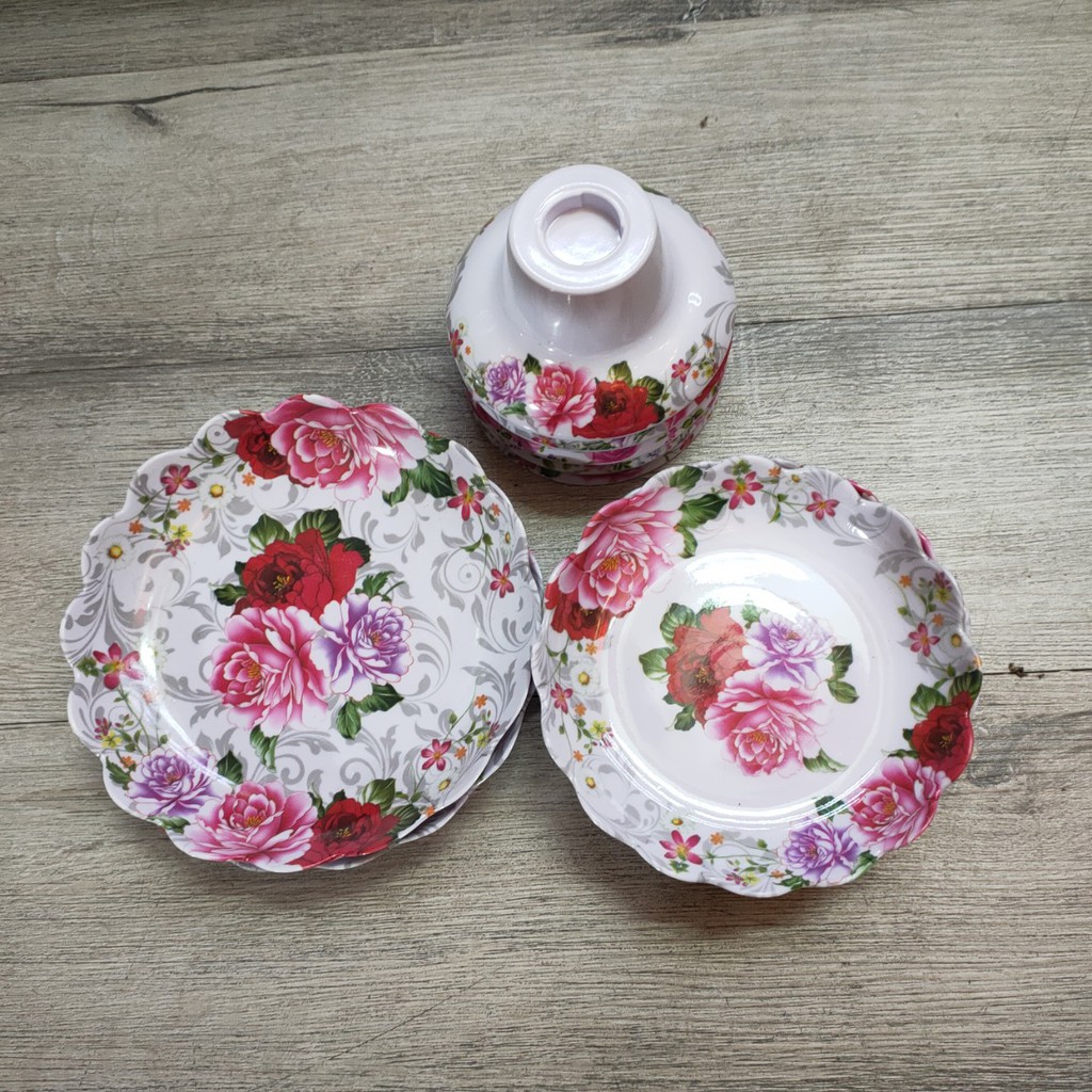 Dĩa trái cây mica Hoa Mẫu đơn15cm, 17cm