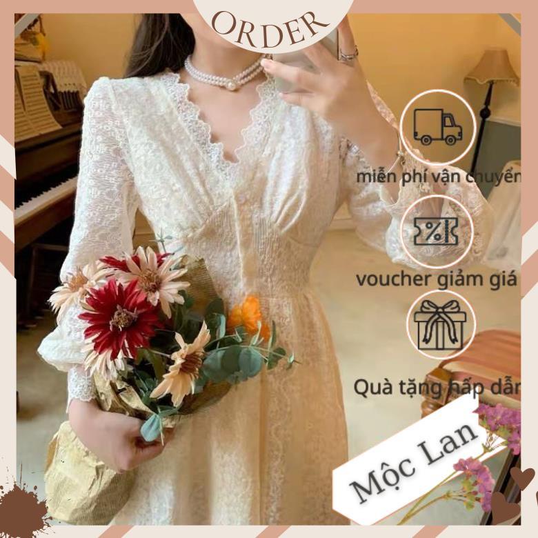 (MộcLan ORDER) Đầm ulzzang công chúa ren xoè 2 lớp cổ V cao cấp dáng dài|váy ren thiết kế tiểu thư sang chảnh | BigBuy360 - bigbuy360.vn