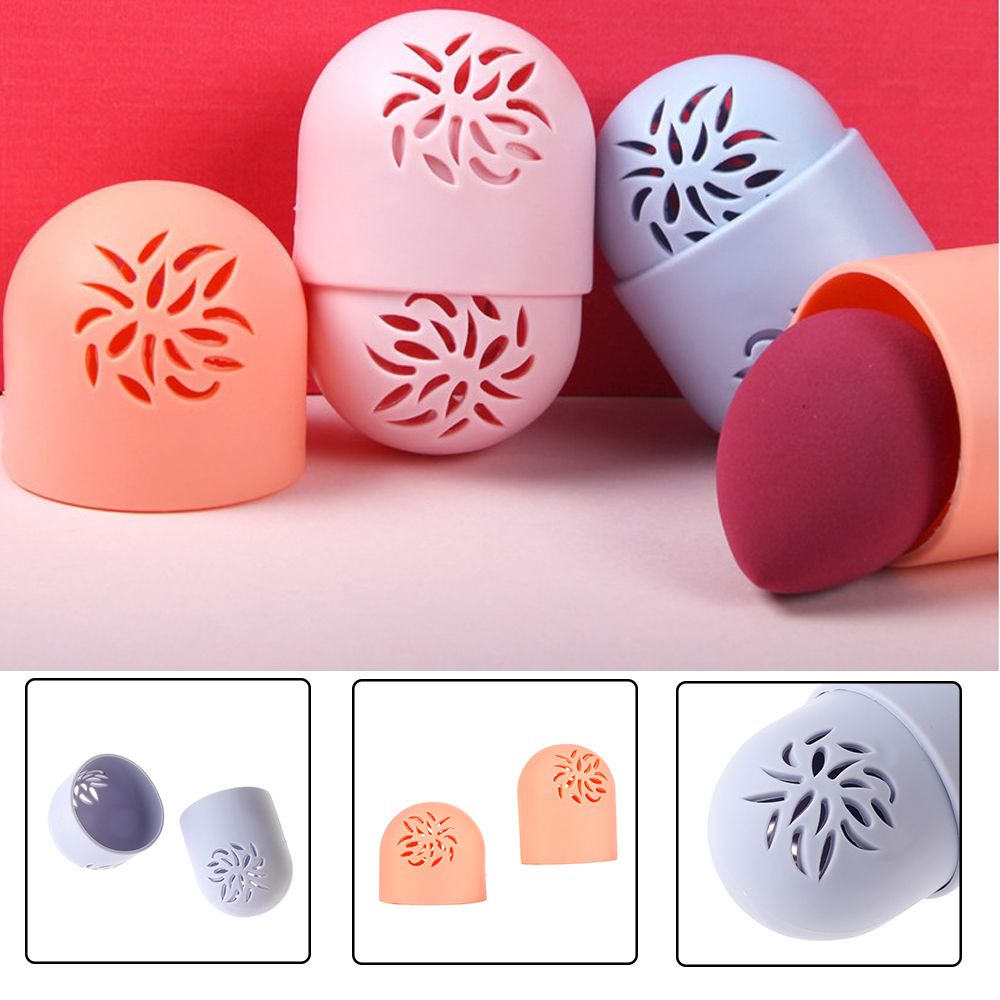 [Hàng mới về] Hộp đựng mút trang điểm hình quả trứng bằng silicon mềm nhanh khô chống nấm mốc