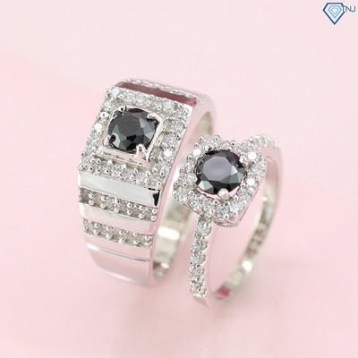 Nhẫn cặp đôi bạc nam nữ đính đá đen sang trọng ND0301 Trang Sức TNJ