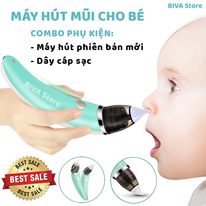 Máy Hút Mũi Tự Động Little Bee Cho Trẻ 🏵️ GIẢM GIÁ SỐC 🏵️ Đầu Silicon Siêu mềm, Êm Ái, An Toàn