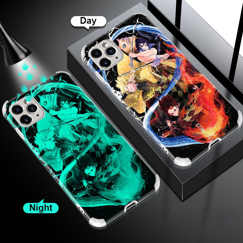 Ốp Điện Thoại TPU Mềm Chống Rơi Họa Tiết Hoạt Hình Phát Sáng Cho iPhone 12 12 Pro Max iPhone 11 11 Pro Max iPhone 7 7 Plus 8 8 Plus Naruto Sasuke Luffy D Ace Luminous Anime Phone Case
