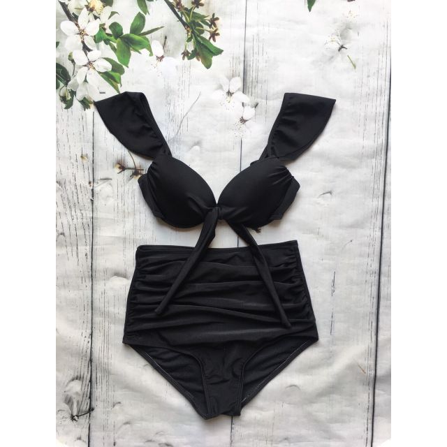 Bikini cánh tiên đen mút dày