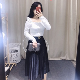 Chân váy dài xếp ly
