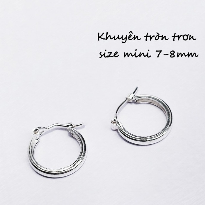 Khuyên tai bạc Khuyên tròn trơn bạc ta size mini 7-8mm_Van jw