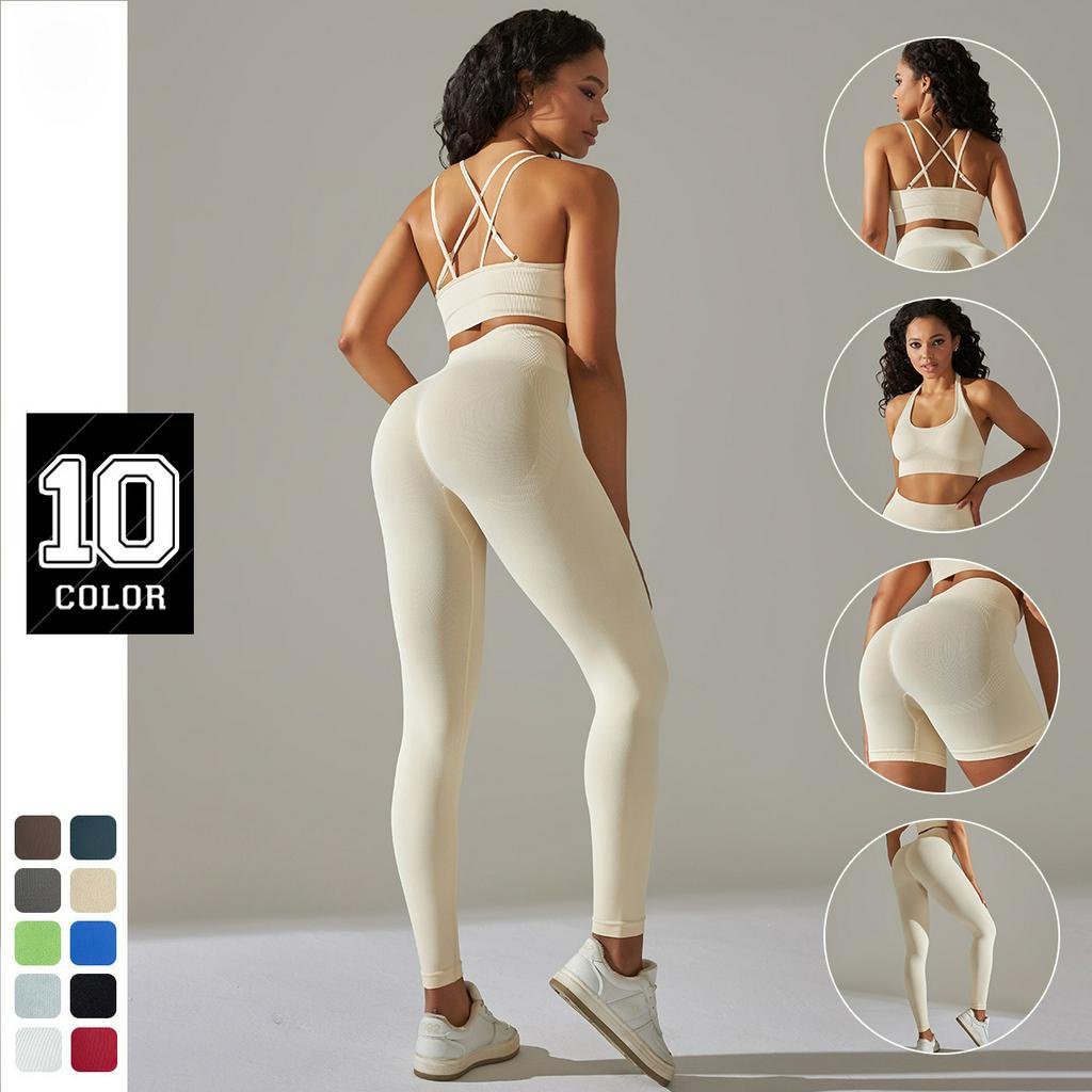 Set Áo Ngực Thể Thao Không Đường May + Quần Short Thời Trang Tập yoga