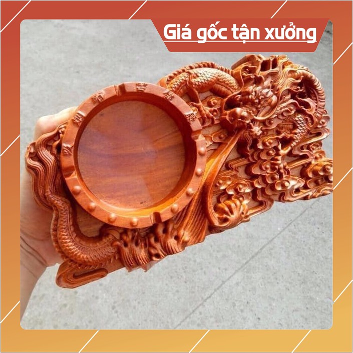 Gạt Tàn Thuốc Lá Điêu Khắc Rồng Phun Nước - Gỗ Hương Cao Cấp