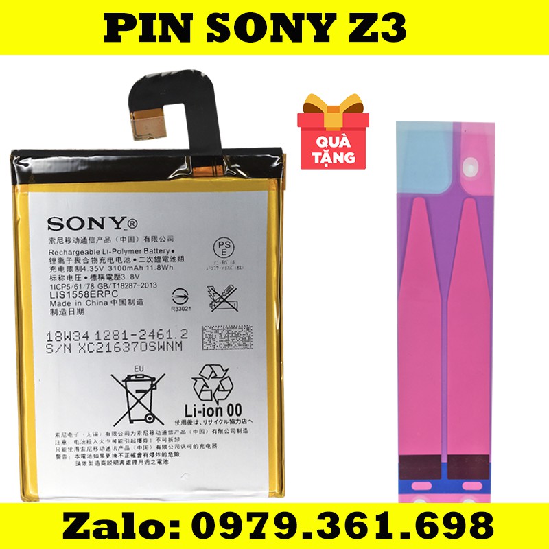 Pin Sony Z3 - Hàng new ( bảo hành 3 tháng ) - Tặng keo dán pin