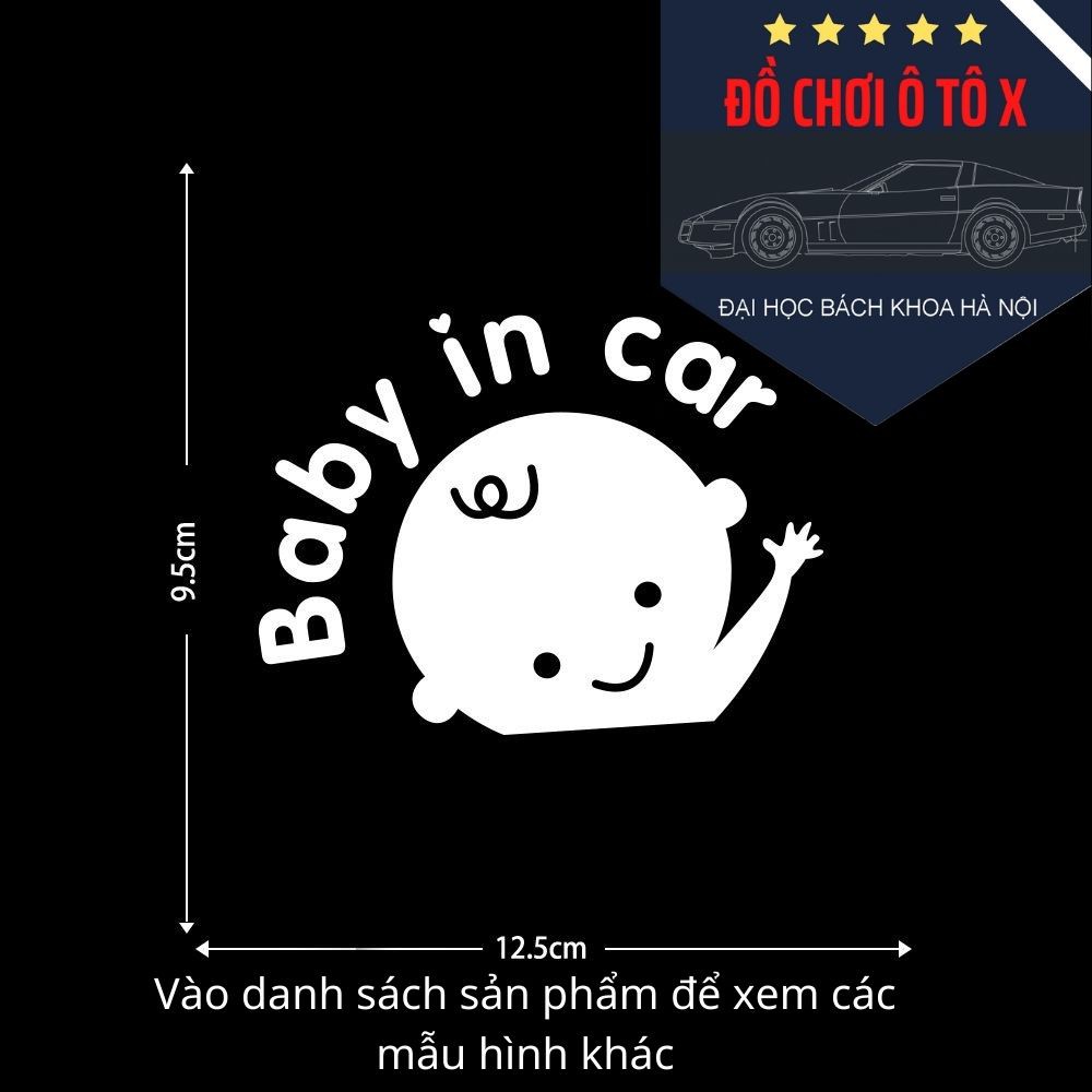 Tem dán BABY IN CAR trang trí xe ô tô [Hàng chất lượng cao]