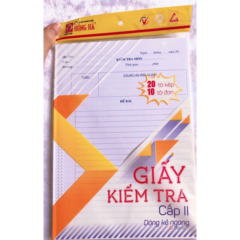 Giấy kiểm tra học sinh cấp 2 Mã 4933 Hồng Hà (tập)