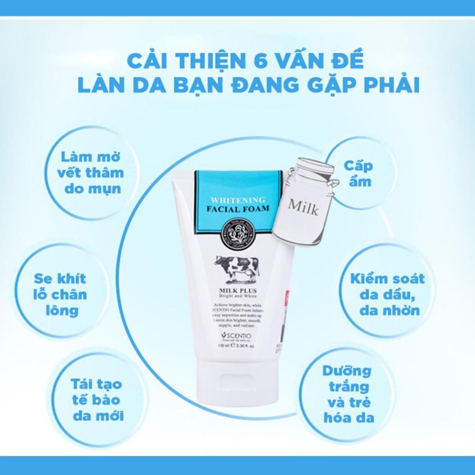 SỮA RỬA MẶT CON BÒ DƯỠNG TRẮNG BEAUTY BUFFET SCENTIO MILK PLUS 100ML - Amipharma - FREESHIP 99k