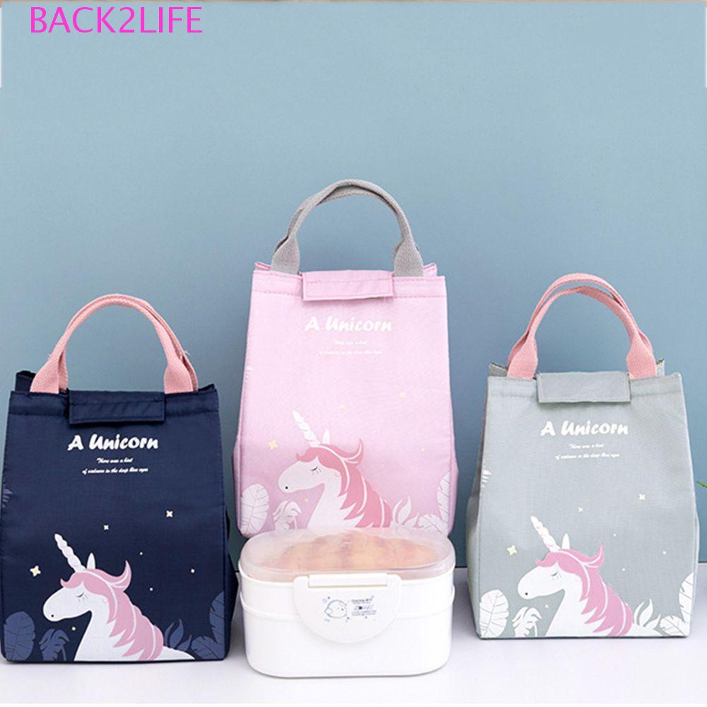 Túi Đựng Cơm Trưa Giữ Nhiệt Chống Thấm Nước In Hình Kỳ Lân Hoạt Hình Dễ Thương 2Life