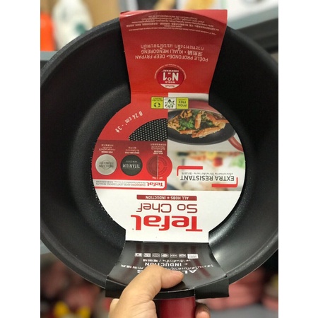 Chảo chống dính Tefal sâu lòng màu đỏ  28cm