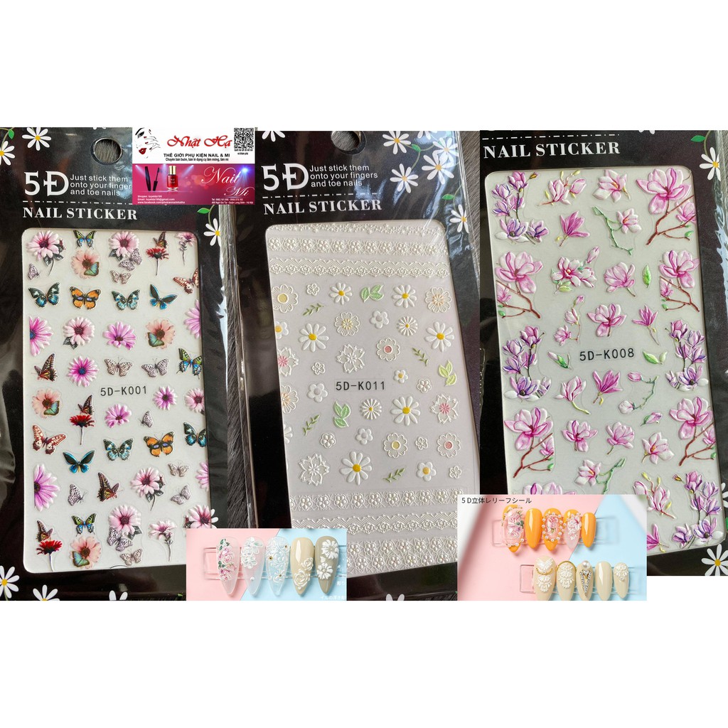 Dán Nail Sticker 5D Nổi Cực Đẹp Những Mới Nhất - Lẻ 1 Cái