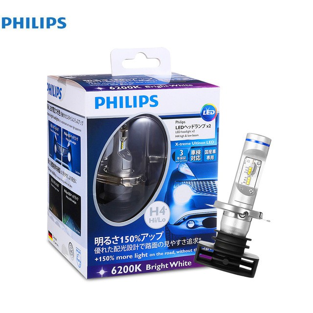 Bóng Đèn Pha Ô Tô Siêu Sáng Philips X-Treme Ultinon LED Chân H4 + 150%