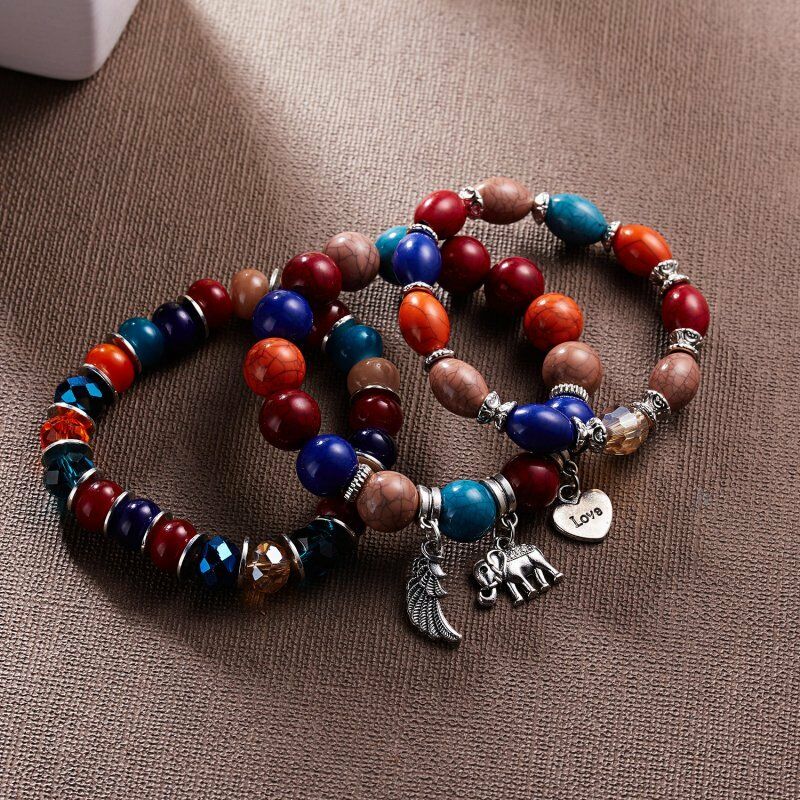 Vòng đeo tay Gmai chuỗi hạt đá nhiều lớp phong cách Boho ấn tượng