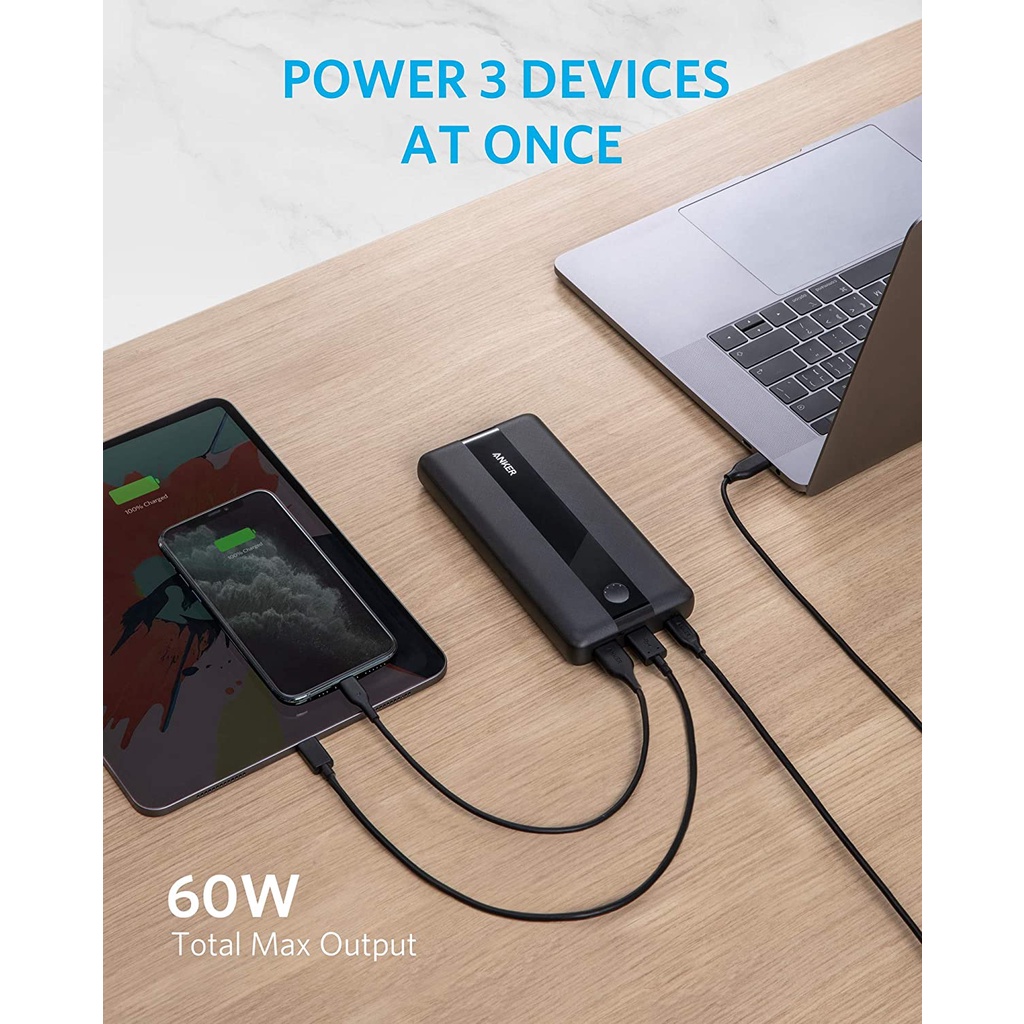 Combo B1284: Pin sạc dự phòng ANKER A1284 PowerCore III Elite 19200mAh PD 60W 1C-2A và Củ sạc ANKER A2712 PD/PPS 65W