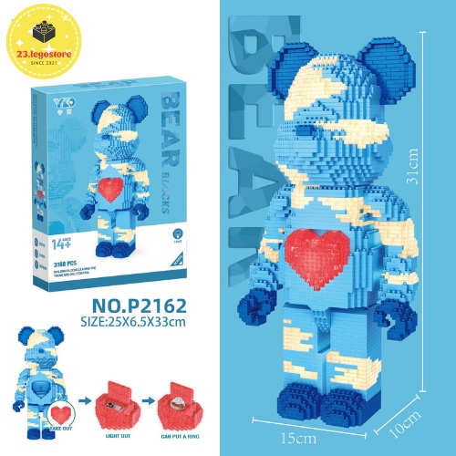 Bộ đồ chơi lắp ghép gấu BearBrick vs LV cao 31cm (