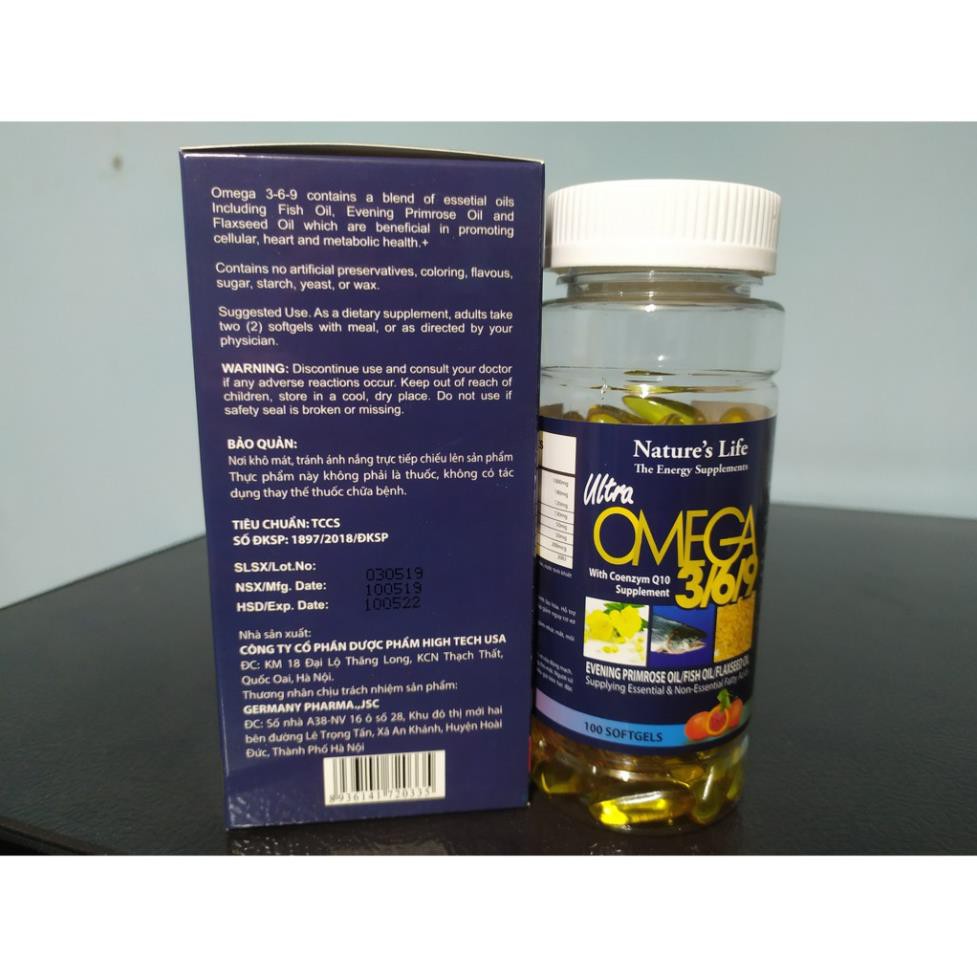 Dầu Cá Omega 3.6.9 Hộp 100 viên - Bổ Não, Tăng Cường Thị Lực, Giảm Nguy Cơ Mắc Bệnh Tim Mạch