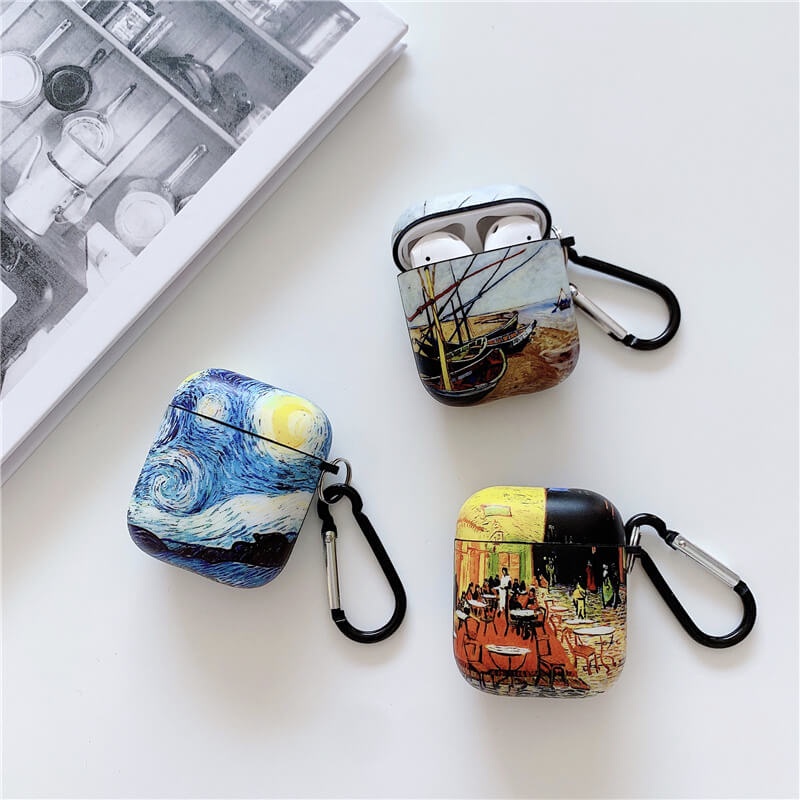 Vỏ Bảo Vệ Hộp Sạc Tai Nghe bluetooth Airpods 2 / Pro Họa Tiết Tranh Sơn Dầu Van Gogh Thời Trang Ốp