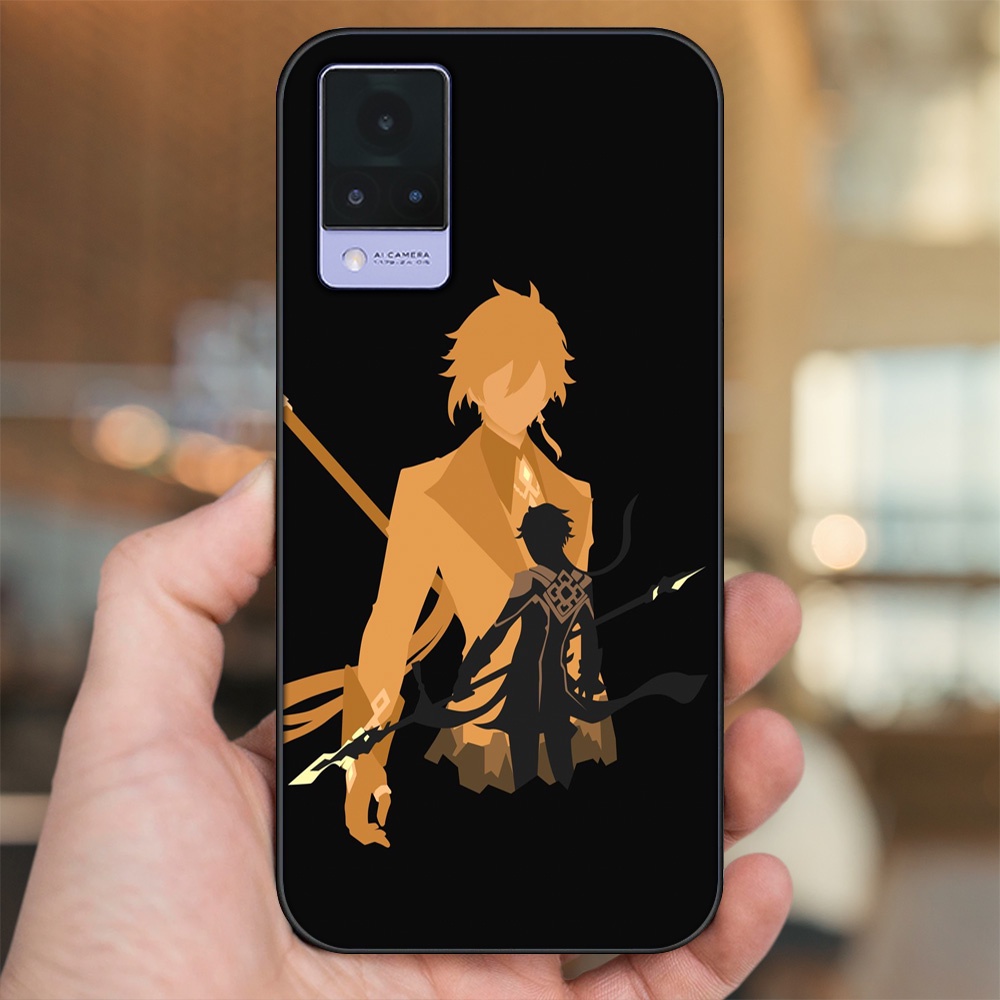 Ốp lưng Vivo V21 viền đen in hình Zhongli Genshin Impact