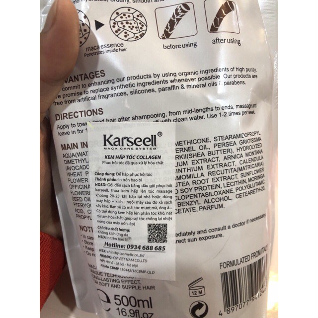 SIÊU RẺ Ủ HẤP TÓC - PHỦ LỤA COLLAGEL KARSEELL 500 ML -HƯƠNG SIÊU SANG | BigBuy360 - bigbuy360.vn