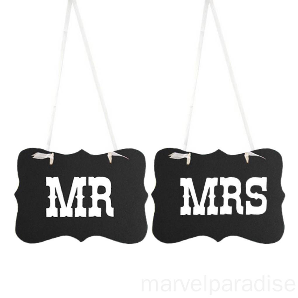Set 2 Banner Mr / Mrs In Chữ Trang Trí Ghế Tiệc Cưới