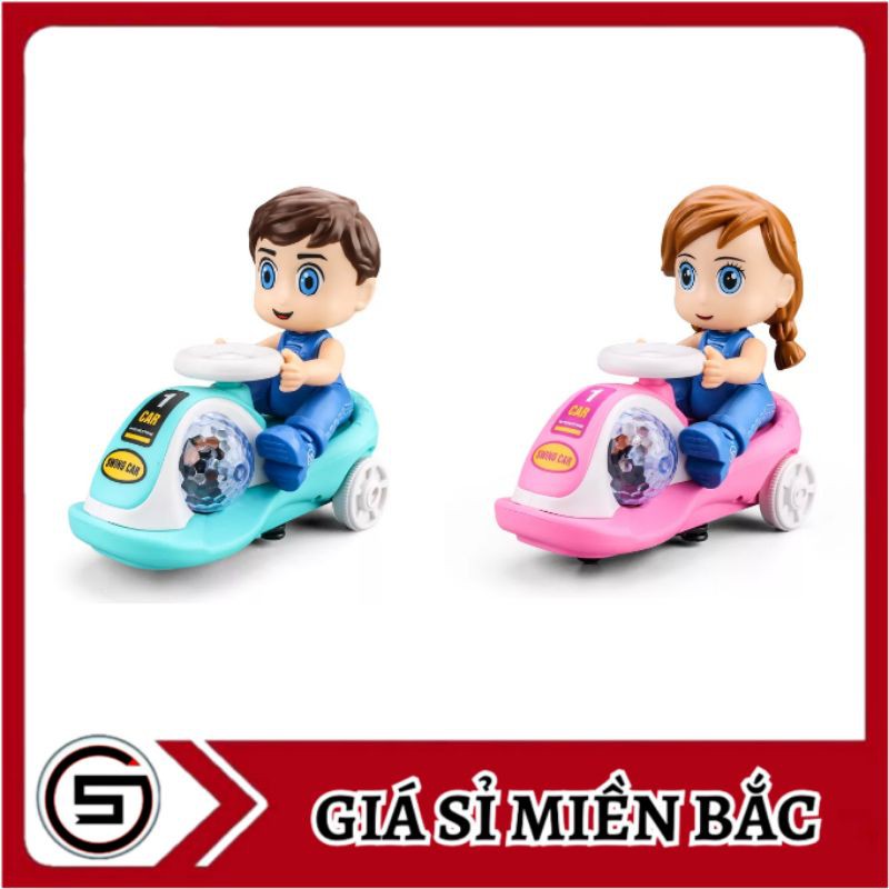 Đồ chơi bé đi xe lắc bốc đầu có đèn và âm thanh vui nhộn