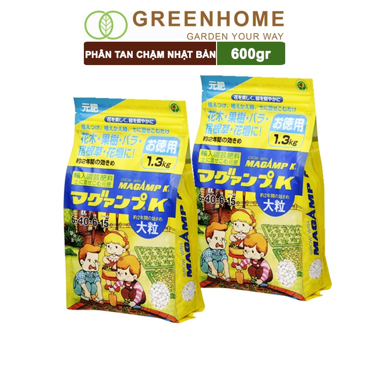 Bộ 2 Phân tan chậm Nhật, Hyponex, Magamp K 640-6-15, bao 600gr giúp rễ khoẻ, hoa nhiều, bông to, đậu quả tốt |Greenhome