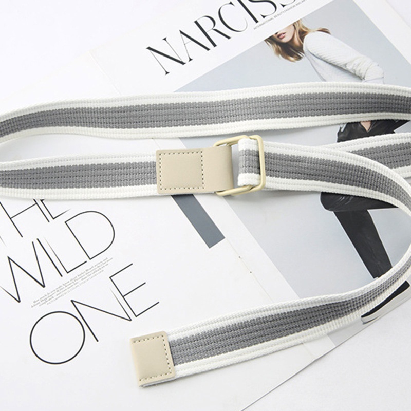 Thắt Lưng Bằng Vải Canvas Hoa Văn Kẻ Sọc Thời Trang