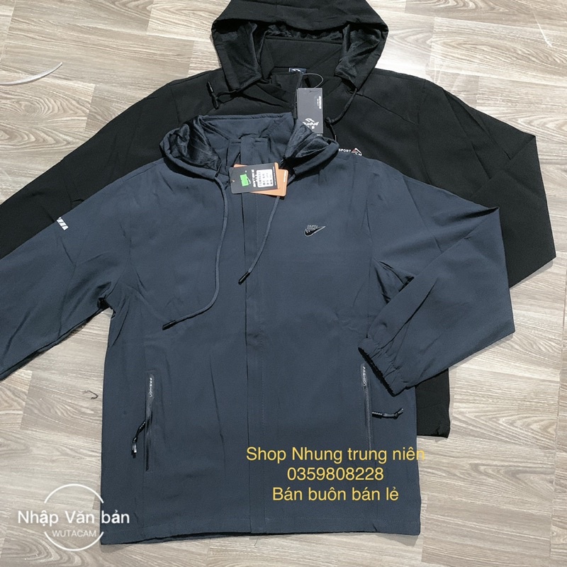 Áo khoác gió nam trung niên chất lì cực đẹp mũ có thể tháo