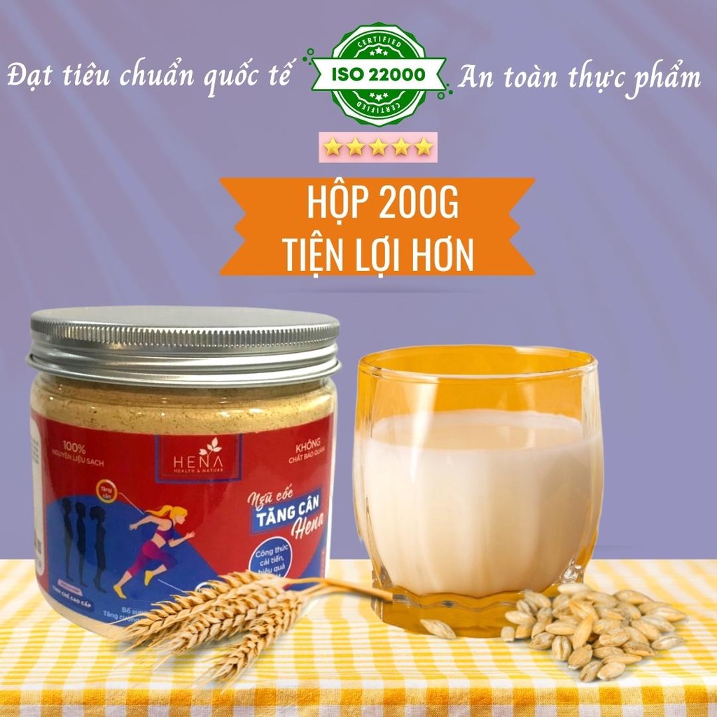 Ngũ Cốc Tăng Cân Hena 500g chính hãng, Bột ngũ cốc tăng cân cho người gầy an toàn tuyệt đối