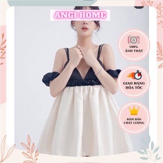 ĐẦM 2S TRẮNG PHỐI ĐEN  PHỒNG XOÈ ANGI HOME