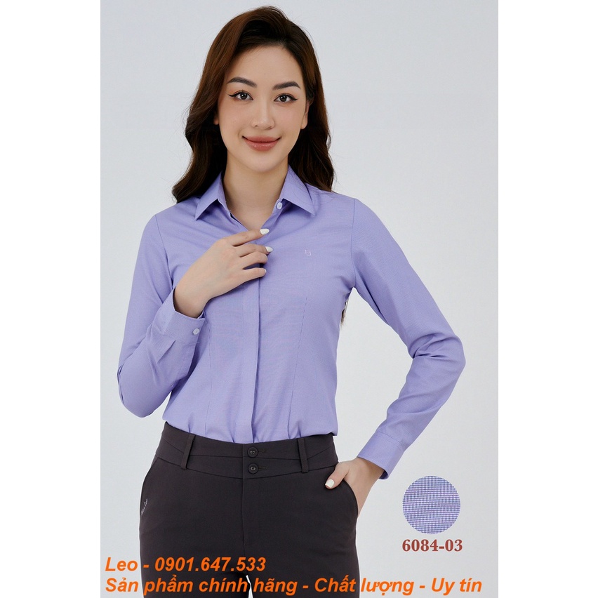 Áo sơ mi Thái Hoà màu tím đậm 6084-03 và màu tím nhạt 6084-04