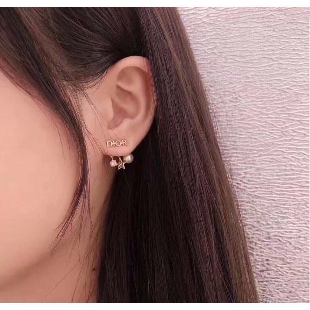 Bông Tai Chữ D Đính Ngọc Trai Thời Trang Dành Cho Nữ