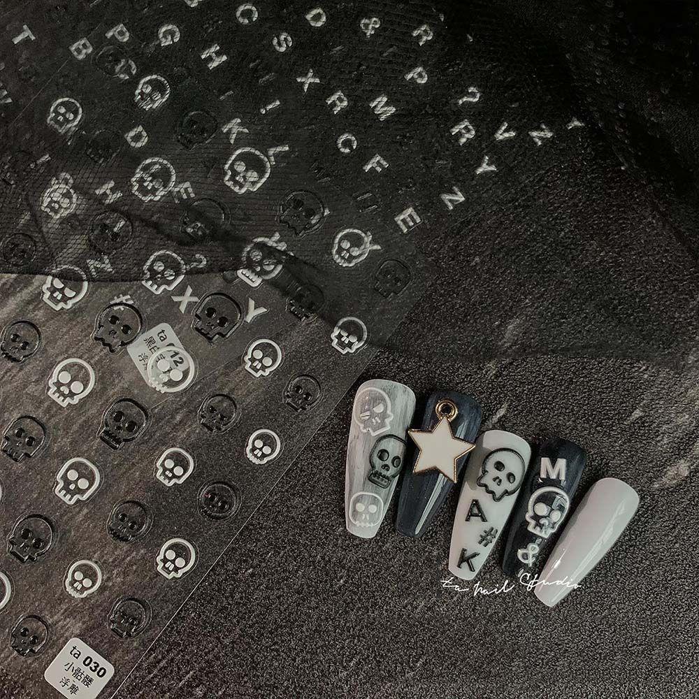 Nhãn Dán Móng Tay Tự Dính Siêu Mỏng In Chữ Phong Cách Nhật Bản