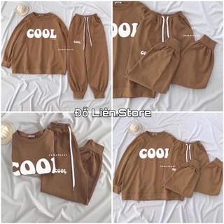 Sét bộ mùa đông Nam Nữ, bộ nỉ chữ COOL from thụng Unisex Một màu siêu tây