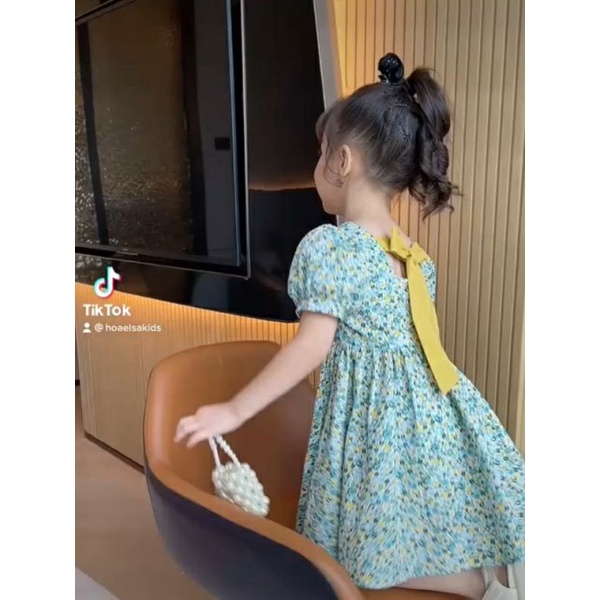 váy bé gái- váy họa tiết hoa nhí xanh siêu xinh cho bé 1-5t