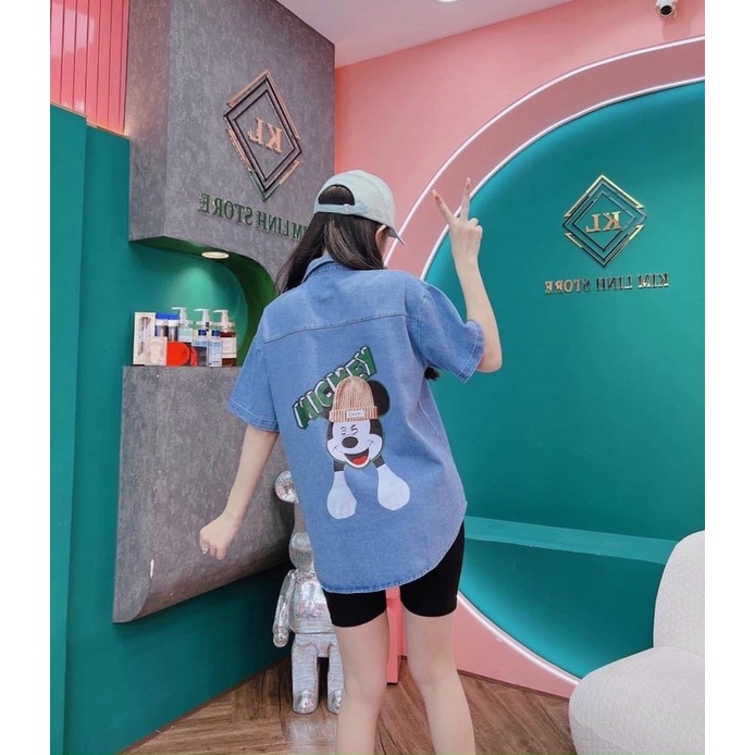 Sét sơ mi jean mickey + Ngố