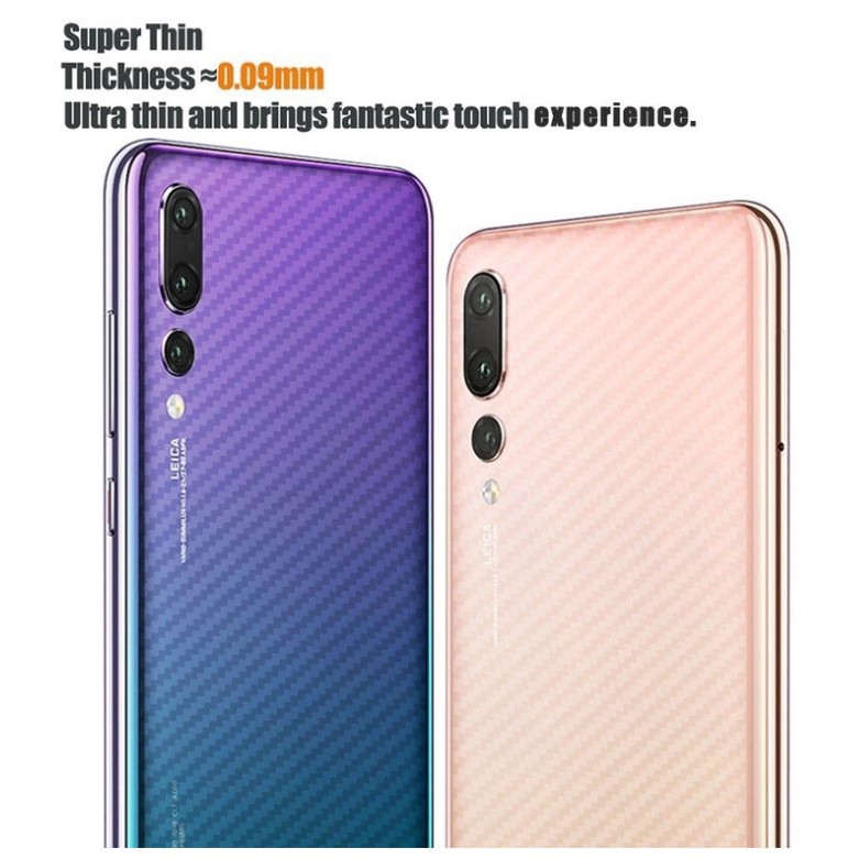 2 Miếng Dán Sợi Carbon Bảo Vệ Mặt Sau Cho Huawei P30 P20 Pro Lite Nova 2i 2lite 3i 3e 4 4e 5i 5pro Honor 10lite